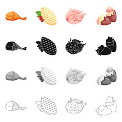 Vector design of product and poultry symbol. Collection of product and agriculture    vector icon for stock.