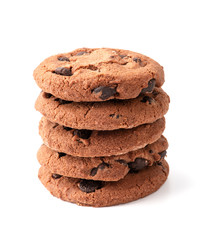 Chocolate chip cookie isolated on white background