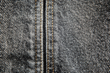 Textures of black jeans denim fabrics for the background.