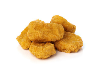 Fried chicken nuggets isolated on white background