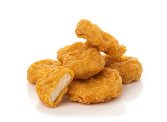 Fried chicken nuggets isolated on white background © oleh11