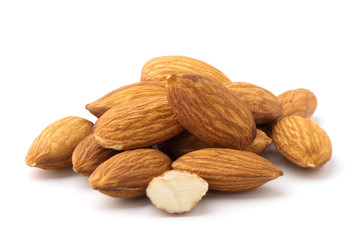 Almonds isolated on white background