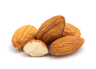 Almonds isolated on white background