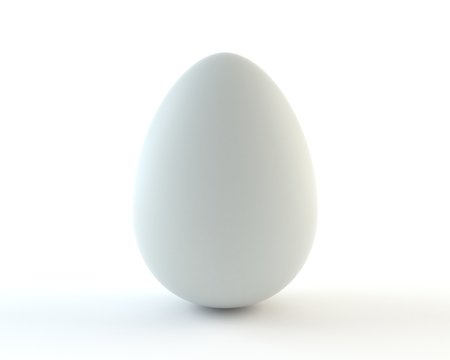 Single white egg isolated on white background