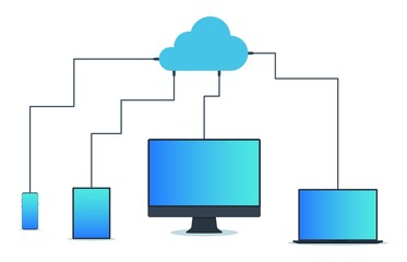 Cloud computing technology. Data synchronization on devices. Template design for hosting, cloud management, data security, server storage, web technologies.