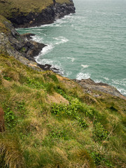 The wild and rugged coast path on the Cornish coast near Boscastle