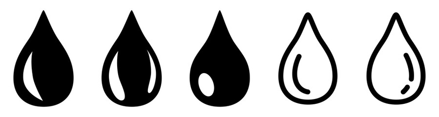 Simple black and white water drop icon