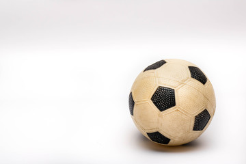 Naklejka premium White dirty baby ball for soccer on the white background.