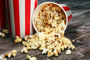 Cinema concept with popcorn. sweet and salty popcorn