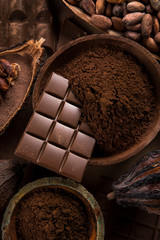 Chocolate , candy sweet, dessert food on natural paper background