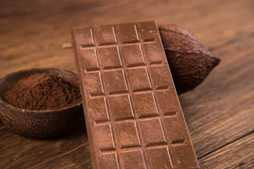 Chocolate , candy sweet, dessert food on natural paper background