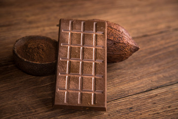 Chocolate , candy sweet, dessert food on natural paper background