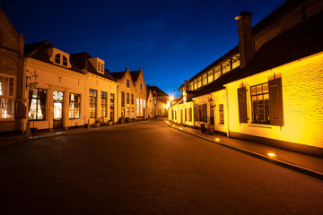 Fototapeta na wymiar Night Scene at Harderwijk Gelderland with clear sky and monumental historic center