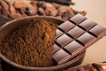 Chocolate , candy sweet, dessert food on natural paper background