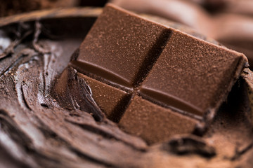 Chocolate , candy sweet, dessert food on natural paper background