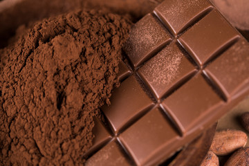 Chocolate , candy sweet, dessert food on natural paper background