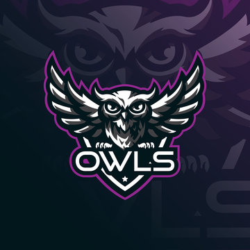 owl mascot logo design vector with modern illustration concept style for badge, emblem and tshirt printing. angry owl illustration for sport team.