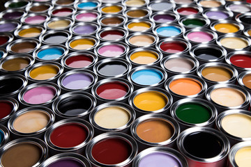 Fototapeta premium Background from multi color cans of paint