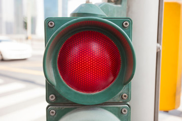 traffic light on red color in the city