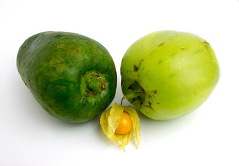 exotic fruits isolated on a white background.
