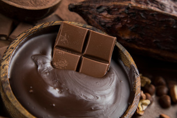 Chocolate , candy sweet, dessert food on natural paper background