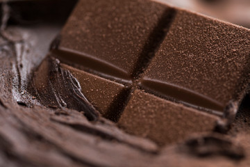 Chocolate , candy sweet, dessert food on natural paper background
