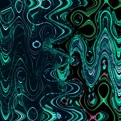 Abstract bright technologic neon teal graffiti pattern on dark background