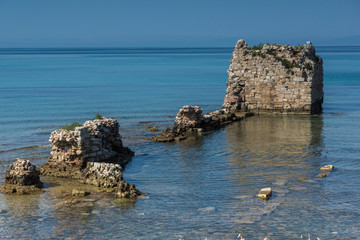 Summer view of town of Nea Poteidaia, Kassandra, Chalkidiki, Central Macedonia, Greece
