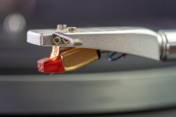 Fototapeta na wymiar Vintage Record Player Needle Closeup