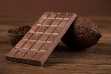 Chocolate , candy sweet, dessert food on natural paper background