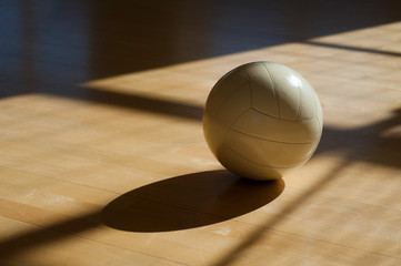  Volleyball on the parquet with black background