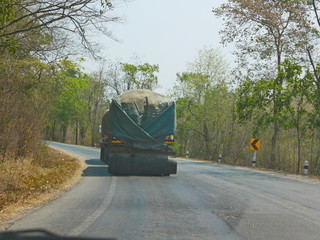 Driving behind big truck in Thailand - driver's point of view / perspective