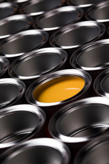 Open cans of paint, Creativity concept