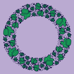 Gooseberry vector circle pattern. Funny doodle healthy food on a light background.