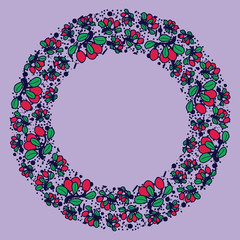 viburnum vector circle pattern. Funny doodle healthy food on a light background.