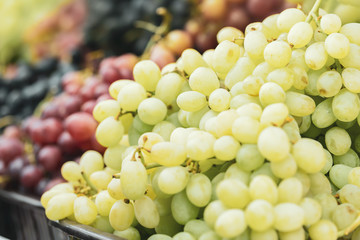 Closeup of a bunch of grapes for sale in the Supermarke