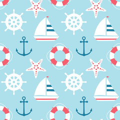 vector seamless sea pattern with ship