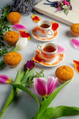 beautiful morning, coffee sweets flowers