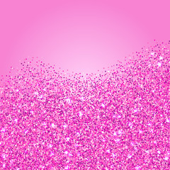 Fototapeta na wymiar Pink glitter texture border over white background