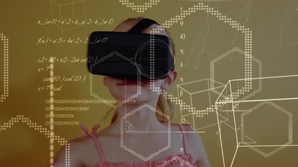 Girl using virtual reality headset  - Powered by Adobe