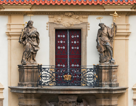 Loreta in Prague. Balcony over the main entrance
