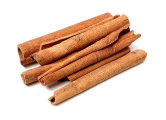Cinnamon on white background