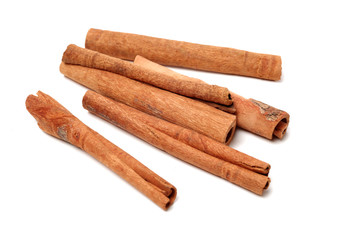 Cinnamon on white background