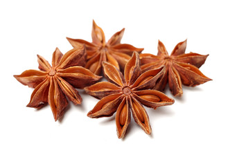 star anise on white background