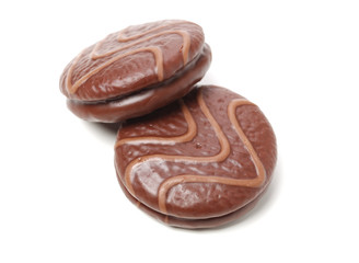 chocolate cake on white background 