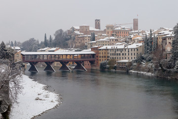 Bassano del Grappa bridge in winter