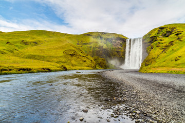 A view of Skogafoss. one of most beautiful waterfalls in Iceland