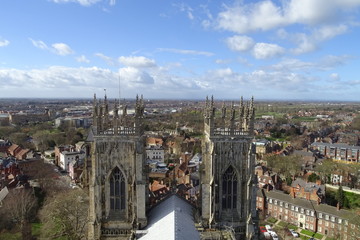 Fototapeta premium Widok z lotu ptaka Yorku z Minster. Yorkshire, Anglia, Wielka Brytania