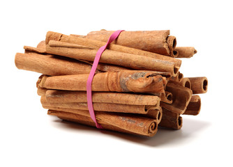Cinnamon on white background