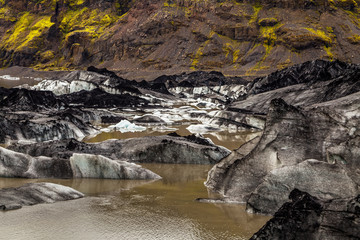 A view of Solheimajokull glacier in Iceland